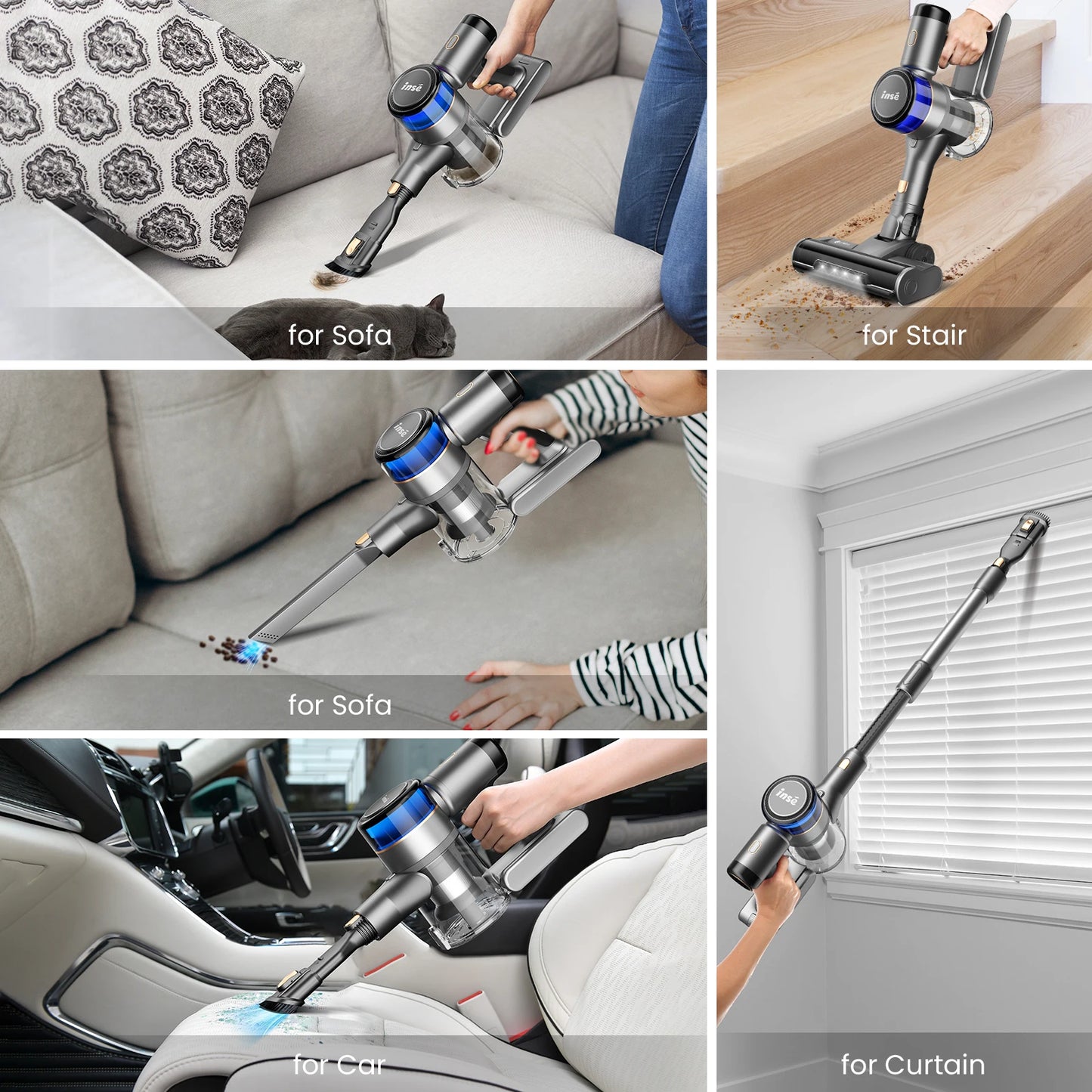 Cordless RECHARGEABLE Vacuum Cleaner, up to 40-50 mins Runtime, 9-in-1 Stick Vac