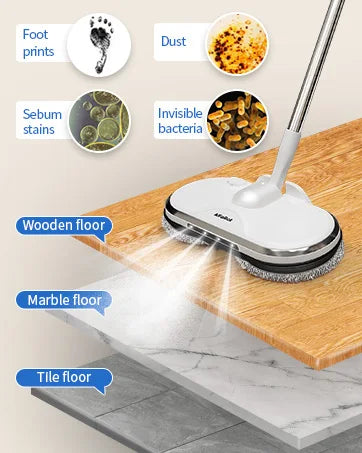 Cordless Spin Mop for Floor Cleaning, with LED Headlight and Big Tank/60 Mins Runtime