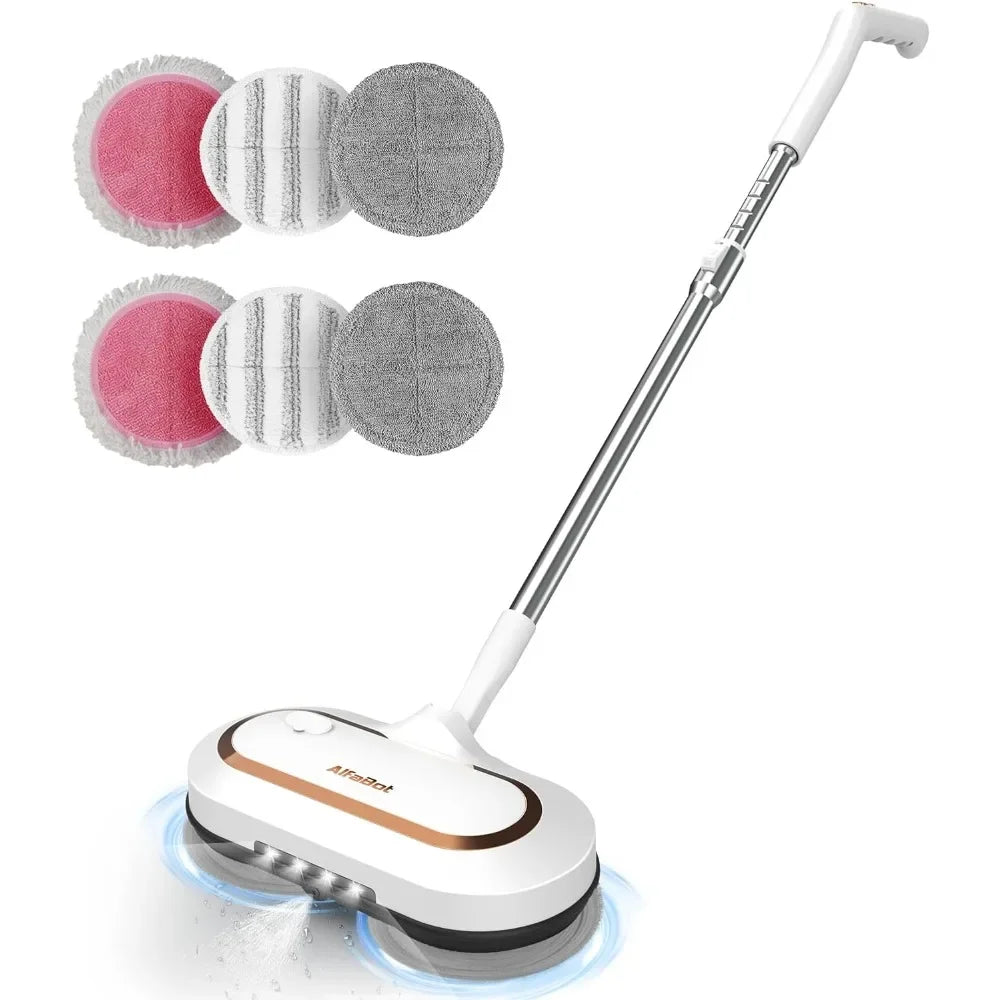 Cordless Spin Mop for Floor Cleaning, with LED Headlight and Big Tank/60 Mins Runtime