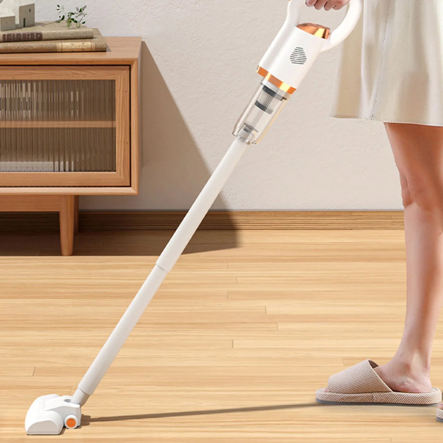 Vacuum Cleaner 2 in 1 Quiet Rechargeable Handheld Powerful Upright Stick Vacuum Cleaner with Floor Brush for Home