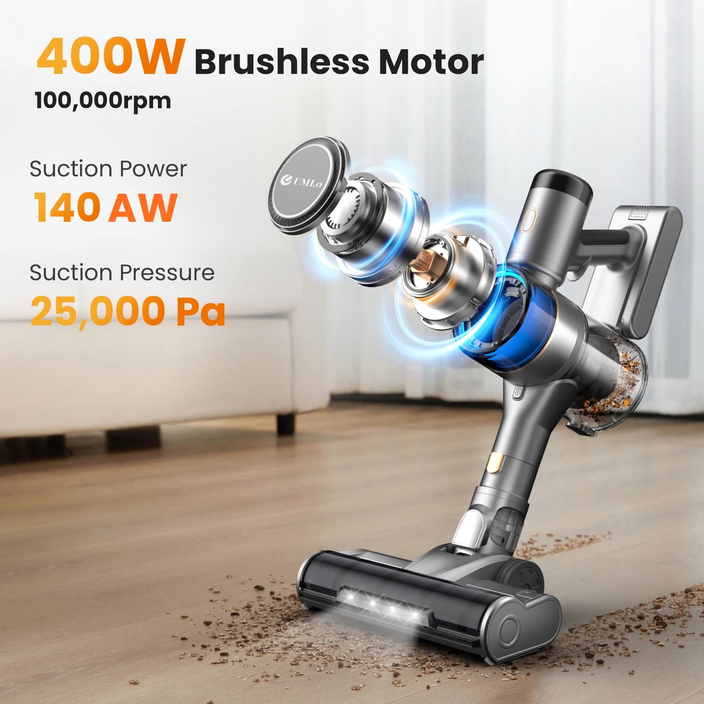 Cordless RECHARGEABLE Vacuum Cleaner, up to 40-50 mins Runtime, 9-in-1 Stick Vac