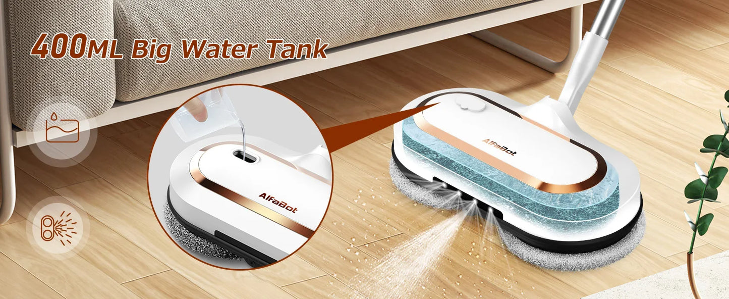 Cordless Spin Mop for Floor Cleaning, with LED Headlight and Big Tank/60 Mins Runtime