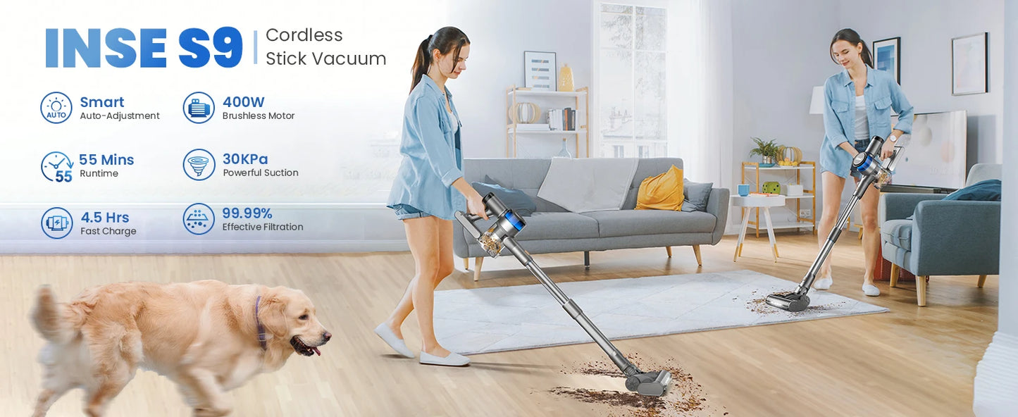 Cordless RECHARGEABLE Vacuum Cleaner, up to 40-50 mins Runtime, 9-in-1 Stick Vac