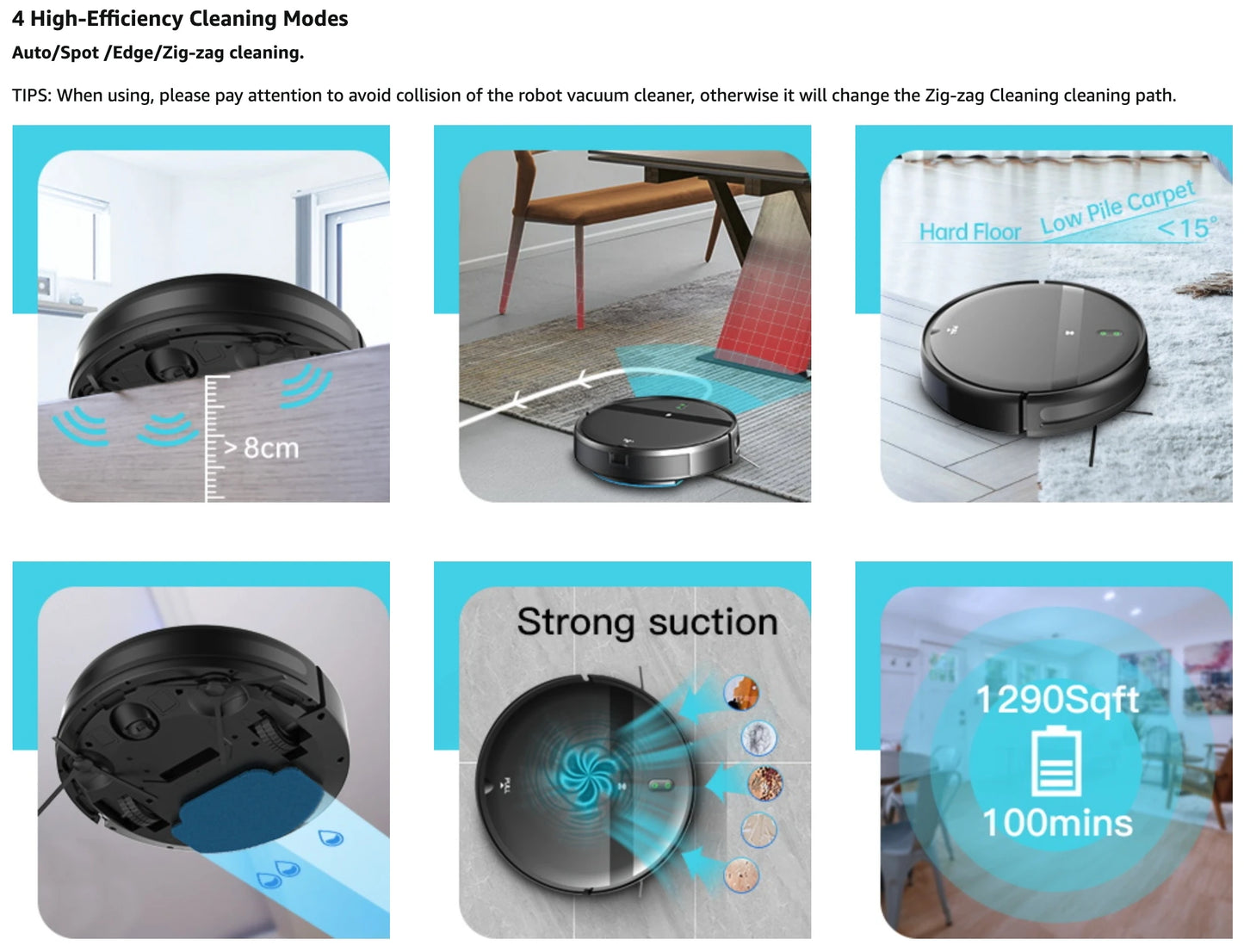 Robot Vacuum Cleaner /Auto Charging 1400Pa Power/ App Control Water Tank Wet Mopping